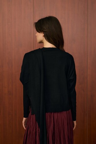 MerWish Venice Şal Triko Tunik SİYAH - 6