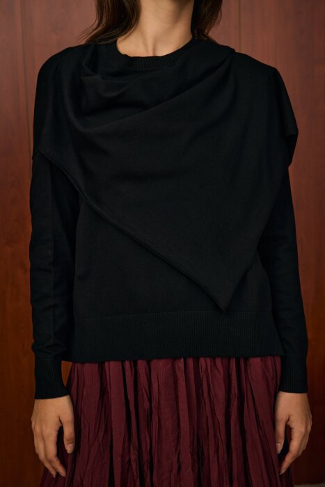 MerWish Venice Şal Triko Tunik SİYAH - 7