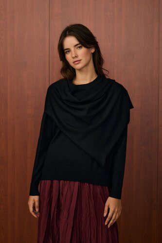 MerWish Venice Şal Triko Tunik SİYAH - 8