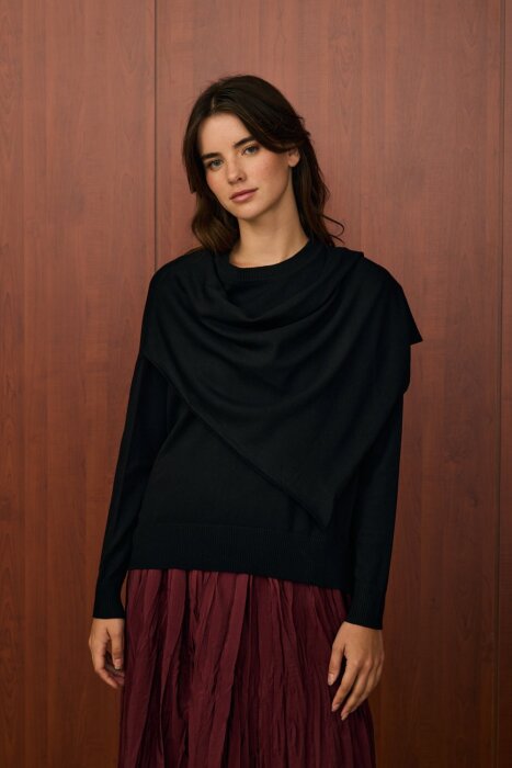 MerWish Venice Şal Triko Tunik SİYAH - 8