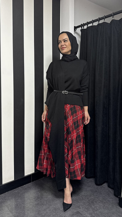 MerWish Venice Şal Triko Tunik SİYAH - 3