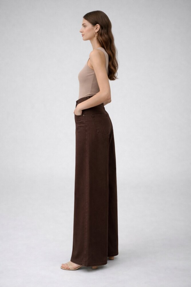 MerWish Western Denim Pantolon KAHVERENGİ - 2