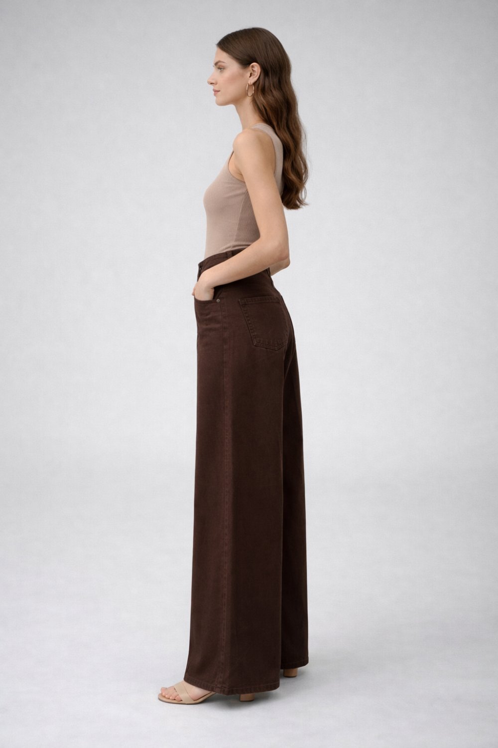 MerWish Western Denim Pantolon KAHVERENGİ - 2