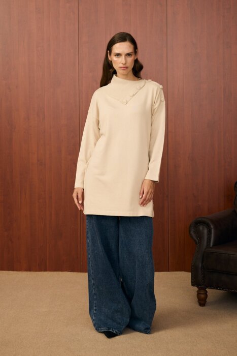 MerWish Yaka Verev Tunik BEJ - 5