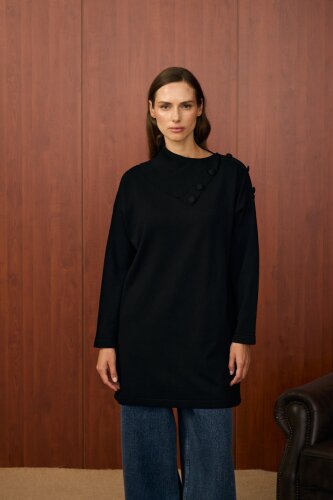 MerWish Yaka Verev Tunik SİYAH - 3