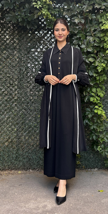 Miss Dalia Gömlek Yaka Düğmeli Kolsuz Elbise BLACK - 1