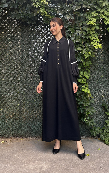 Miss Dalia Gömlek Yaka Düğmeli Kolsuz Elbise BLACK - 3