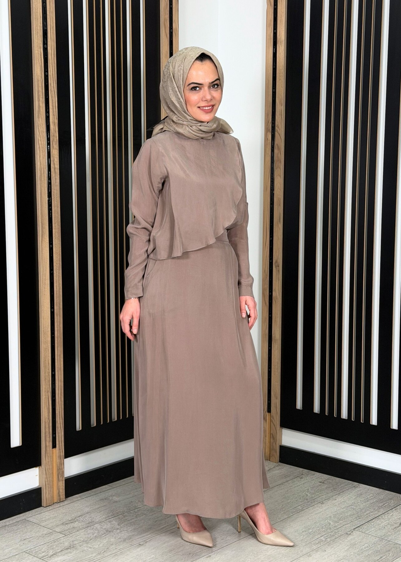 Miss Dalida A Kesim Cupro Etek Cacao - 1