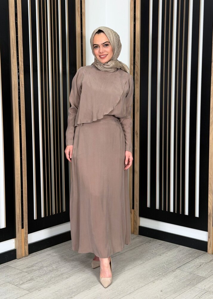 Miss Dalida A Kesim Cupro Etek Cacao (1)