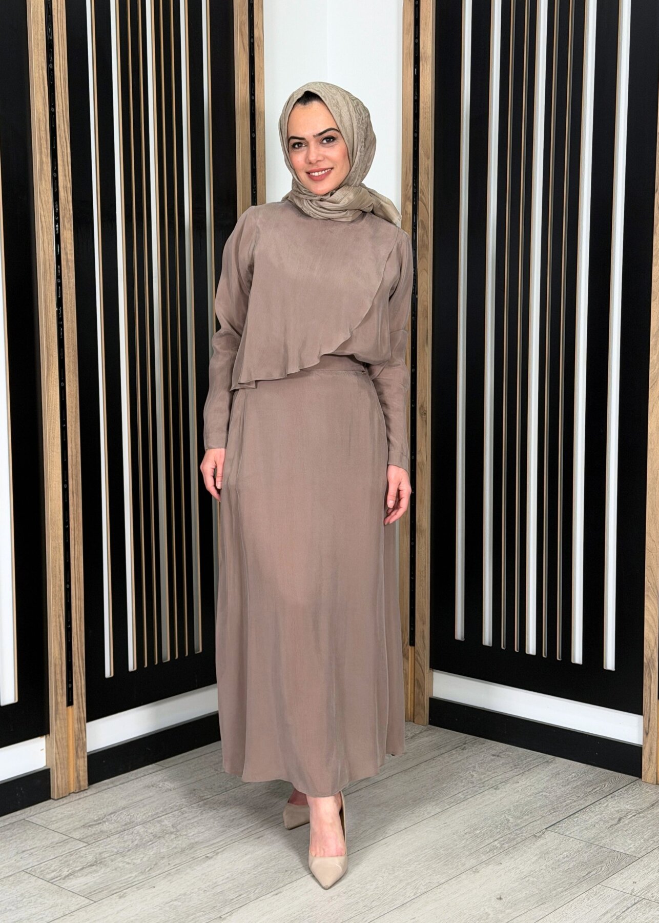 Miss Dalida A Kesim Cupro Etek Cacao - 2