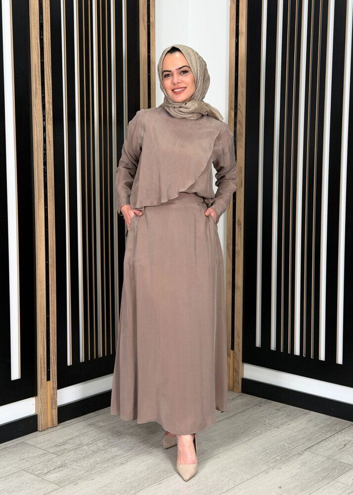 Miss Dalida A Kesim Cupro Etek Cacao - 3