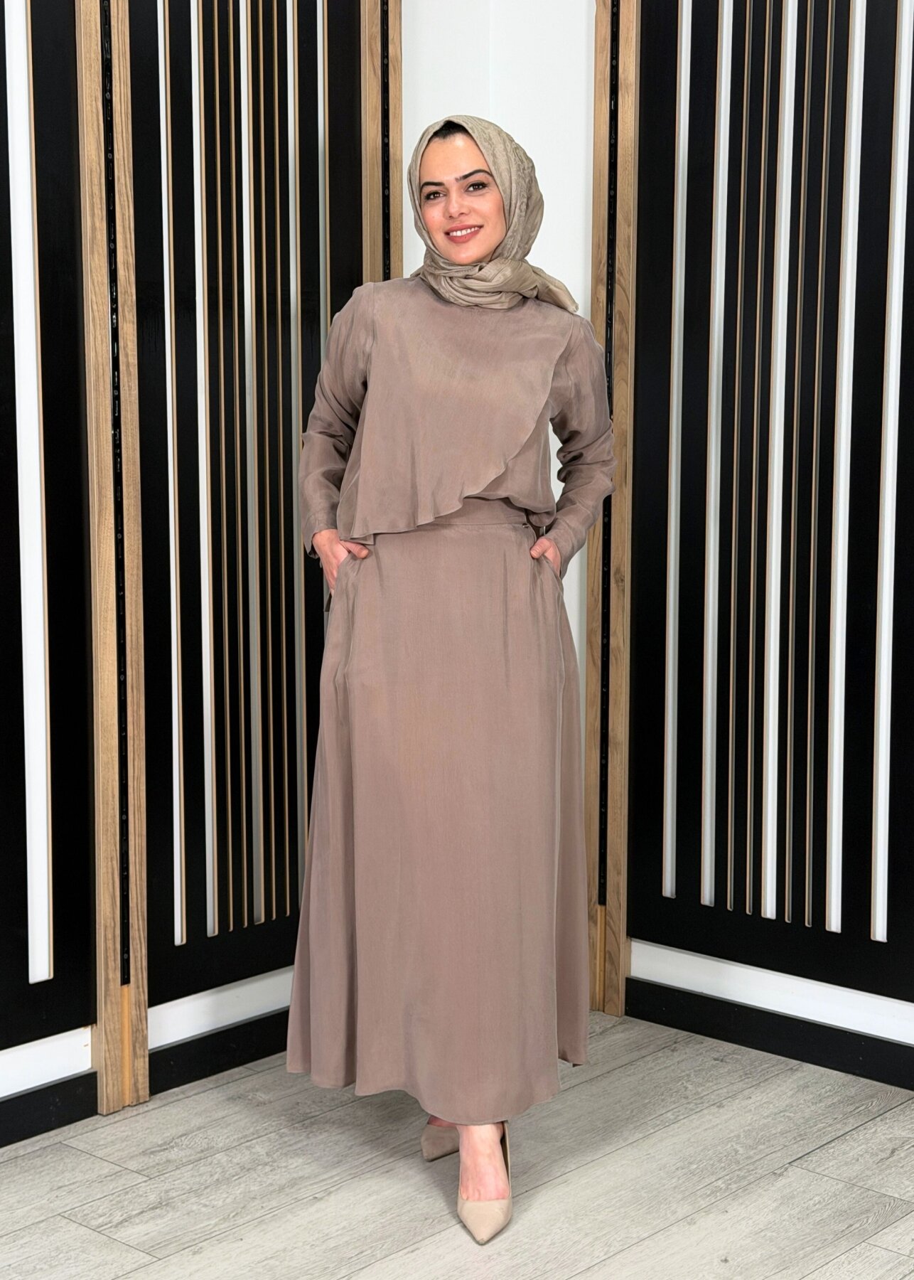 Miss Dalida A Kesim Cupro Etek Cacao - 3