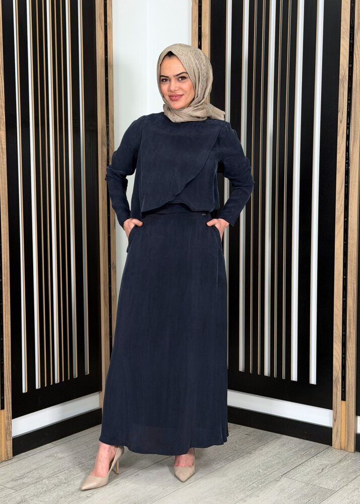 Miss Dalida A Kesim Cupro Etek Dark Navy