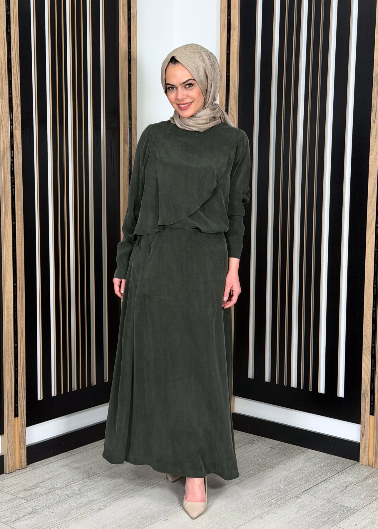 Miss Dalida A Kesim Cupro Etek KHAKİ - 2