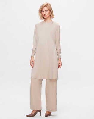 Miss Dalida A Kesim Cupro Tunik Stone - 1