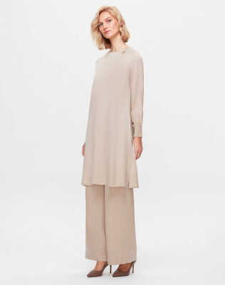 Miss Dalida A Kesim Cupro Tunik Stone - 2