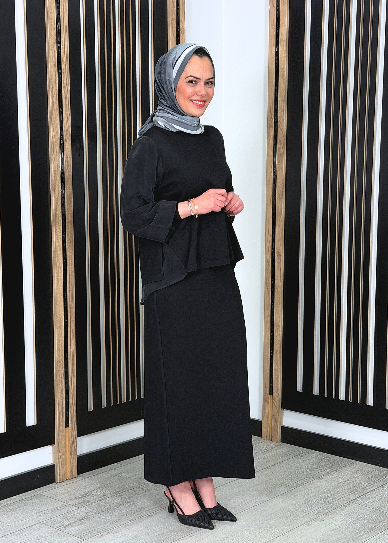 Miss Dalida A Kesim Düz Renk Triko Etek BLACK - 2