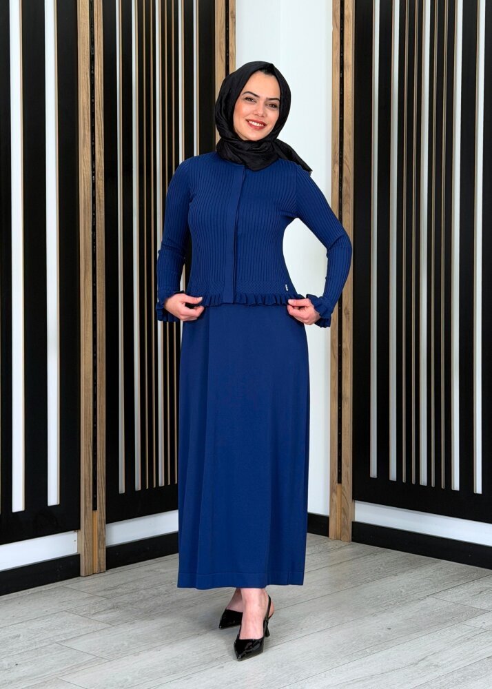 Miss Dalida Ajur Detaylı Hırka Elbise Takım Navy Blue