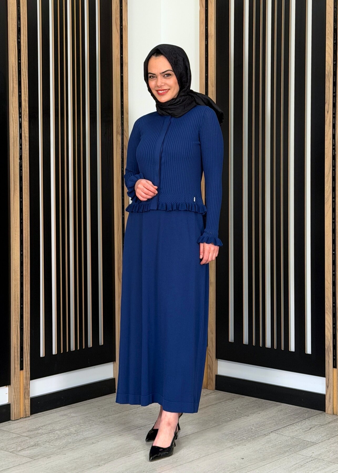 Miss Dalida Ajur Detaylı Hırka Elbise Takım Navy Blue - 2