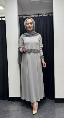 Miss Dalida Ajur Detaylı Triko Elbise GREY 
