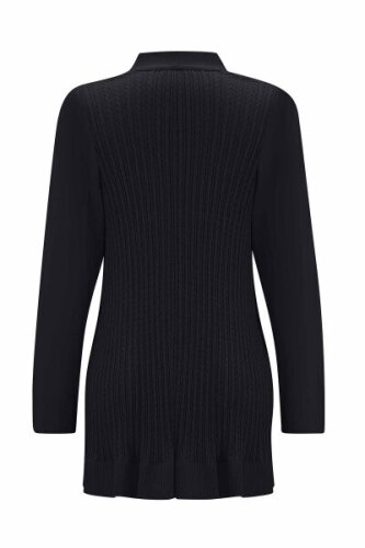 Miss Dalida Arkası Örgü Motifli Hırkalı Takım BLACK - 3