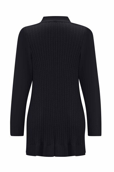 Miss Dalida Arkası Örgü Motifli Hırkalı Takım BLACK - 3