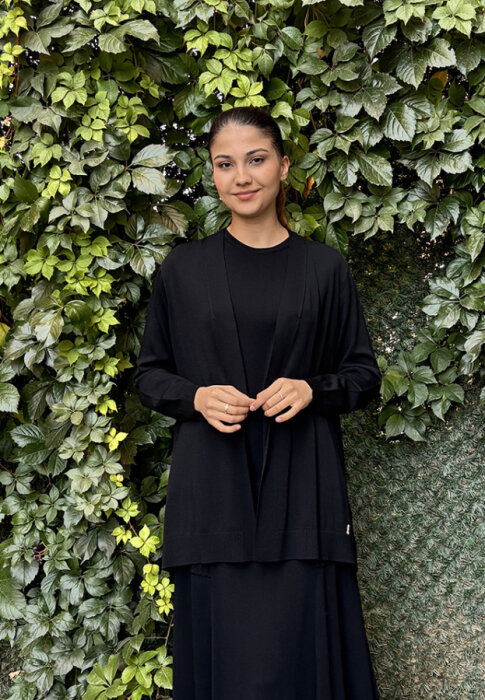 Miss Dalida Arkası Örgü Motifli Hırkalı Takım BLACK - 1