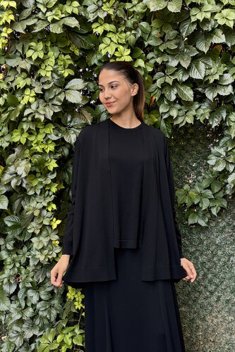 Miss Dalida Arkası Örgü Motifli Hırkalı Takım BLACK - 4