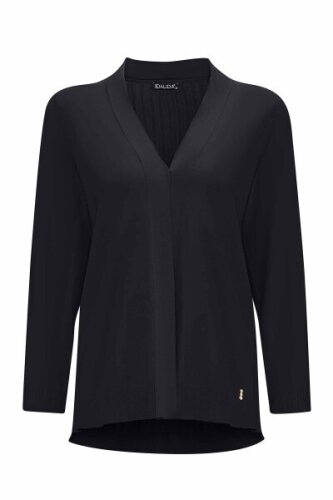 Miss Dalida Arkası Örgü Motifli Hırkalı Takım BLACK (1)