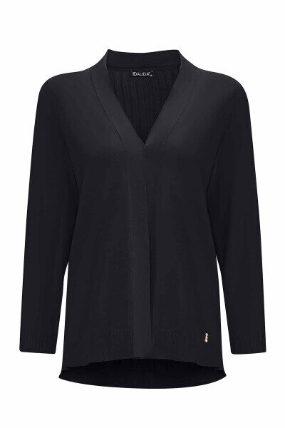 Miss Dalida Arkası Örgü Motifli Hırkalı Takım BLACK - 2