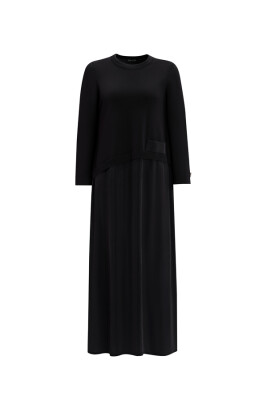 Miss Dalida Asimetrik Kesim Cupro Triko Elbise BLACK - 1