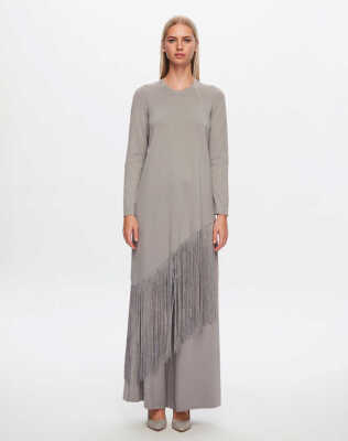 Miss Dalida Asimetrik Püsküllü Tunik Dark Grey - 2