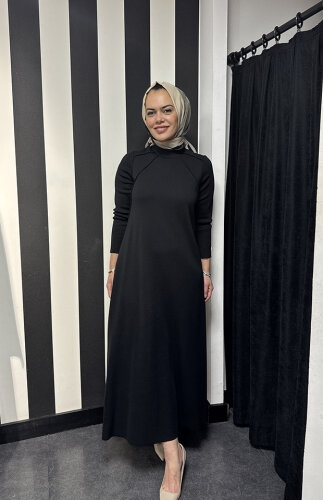 Miss Dalida Balıkçı Yaka Triko Elbise BLACK - 2