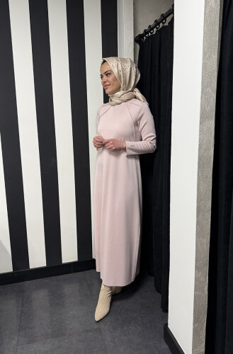 Miss Dalida Balıkçı Yaka Triko Elbise Bluff_Powder - 3