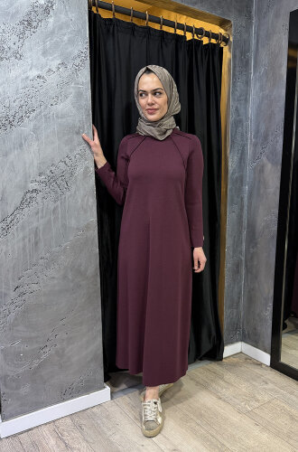 Miss Dalida Balıkçı Yaka Triko Elbise TOGA-BORDO - 1