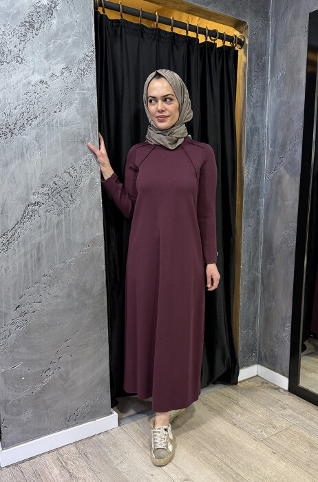 Miss Dalida Balıkçı Yaka Triko Elbise TOGA-BORDO - 1
