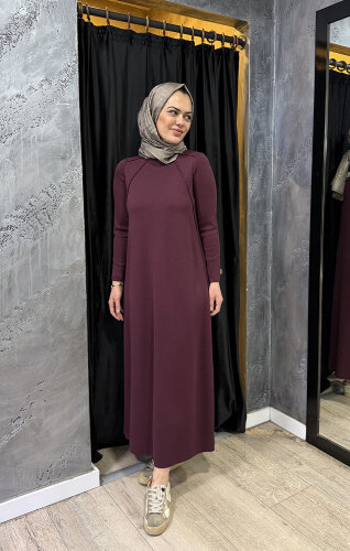 Miss Dalida Balıkçı Yaka Triko Elbise TOGA-BORDO - 2