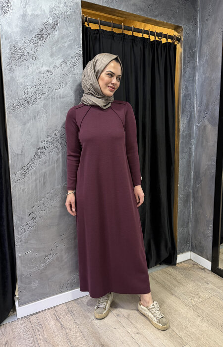 Miss Dalida Balıkçı Yaka Triko Elbise TOGA-BORDO - 3