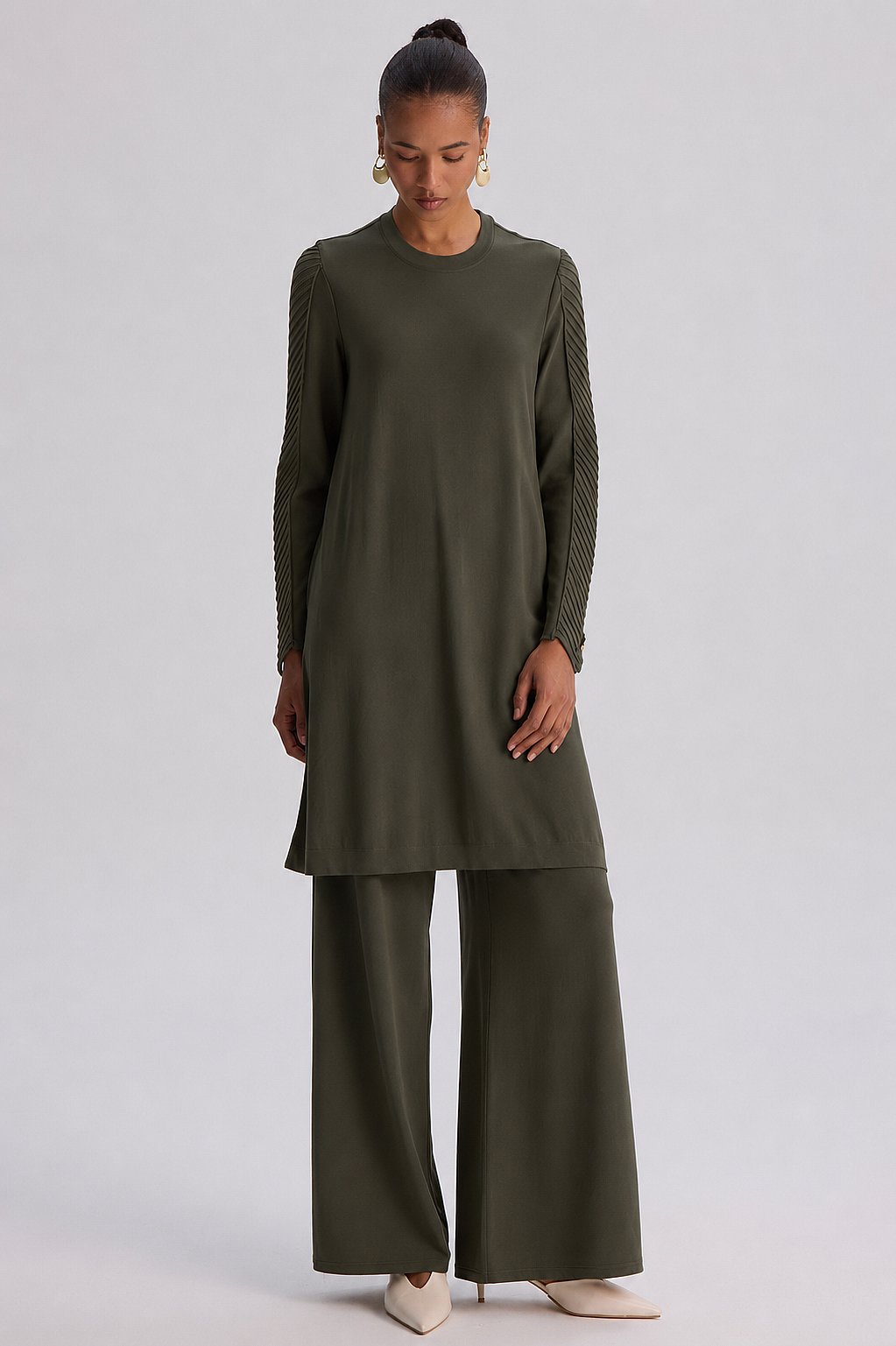 Miss Dalida Balıksırtı Detaylı Triko Tunik KHAKİ - 2