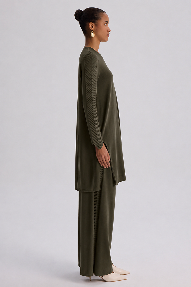 Miss Dalida Balıksırtı Detaylı Triko Tunik KHAKİ - 3