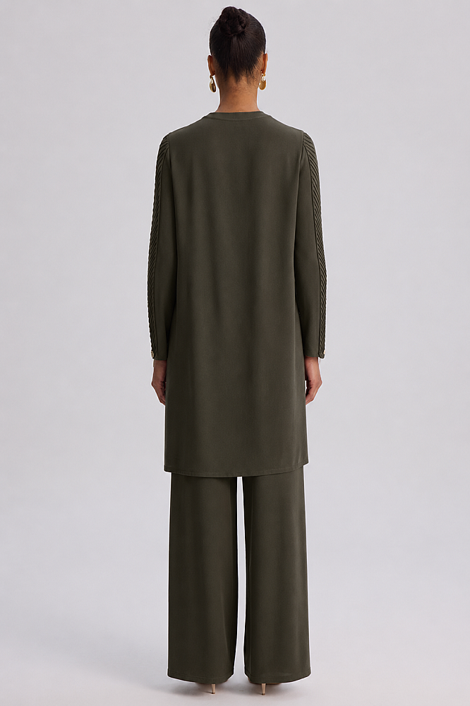 Miss Dalida Balıksırtı Detaylı Triko Tunik KHAKİ - 4