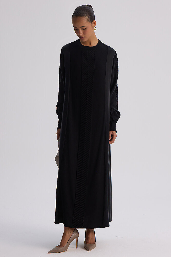 Miss Dalida Balıksırtı Detaylı Uzun Elbise BLACK - 2