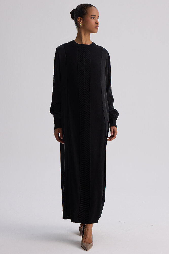 Miss Dalida Balıksırtı Detaylı Uzun Elbise BLACK - 4