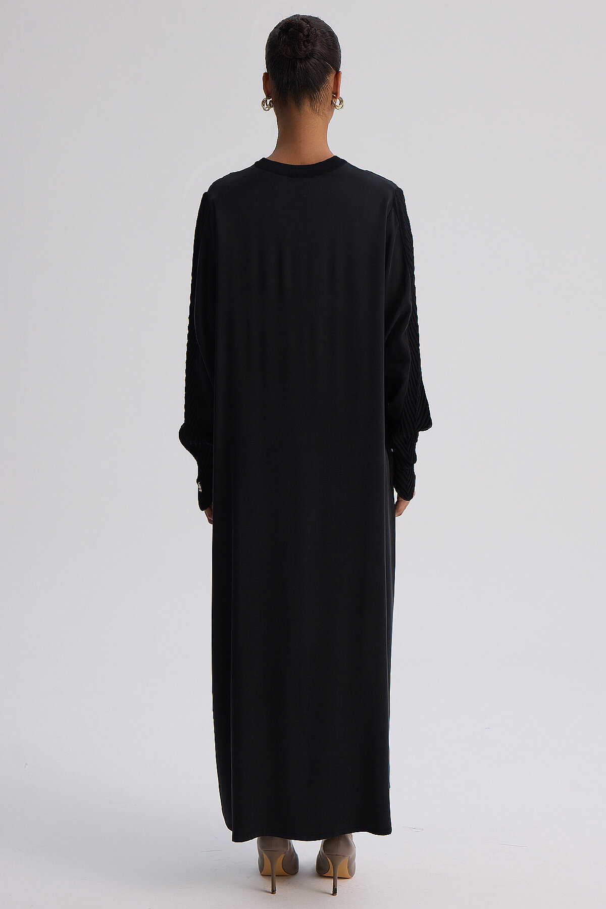 Miss Dalida Balıksırtı Detaylı Uzun Elbise BLACK - 8