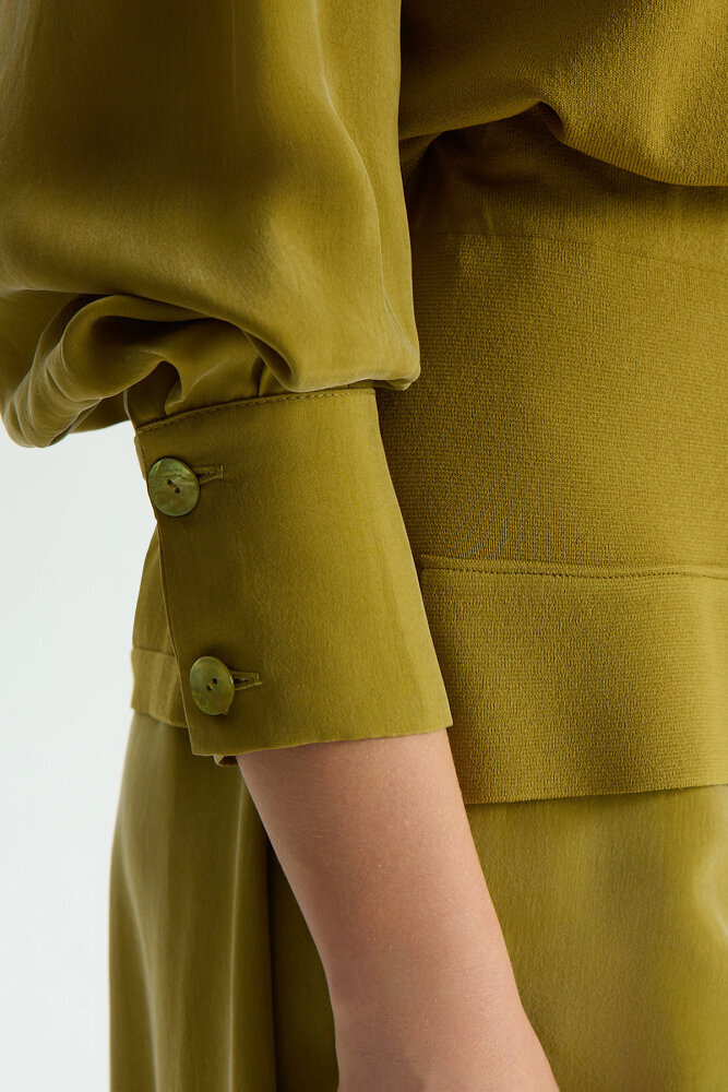 Miss Dalida Balon Cupro Kollu Triko Tunik Amber - 3