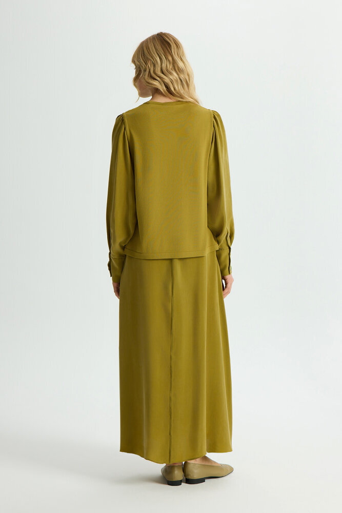 Miss Dalida Balon Cupro Kollu Triko Tunik Amber - 4