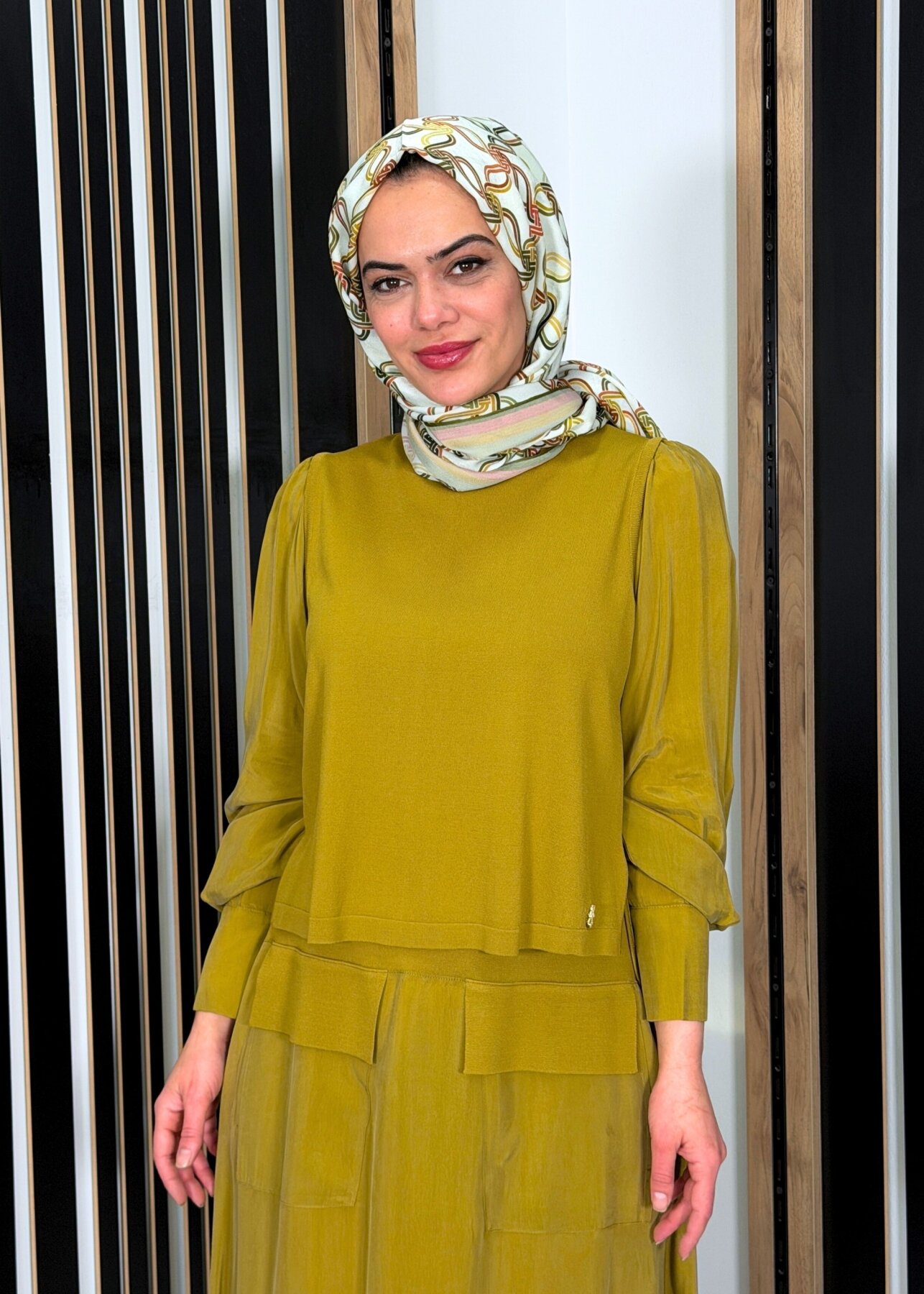 Miss Dalida Balon Cupro Kollu Triko Tunik Amber - 1