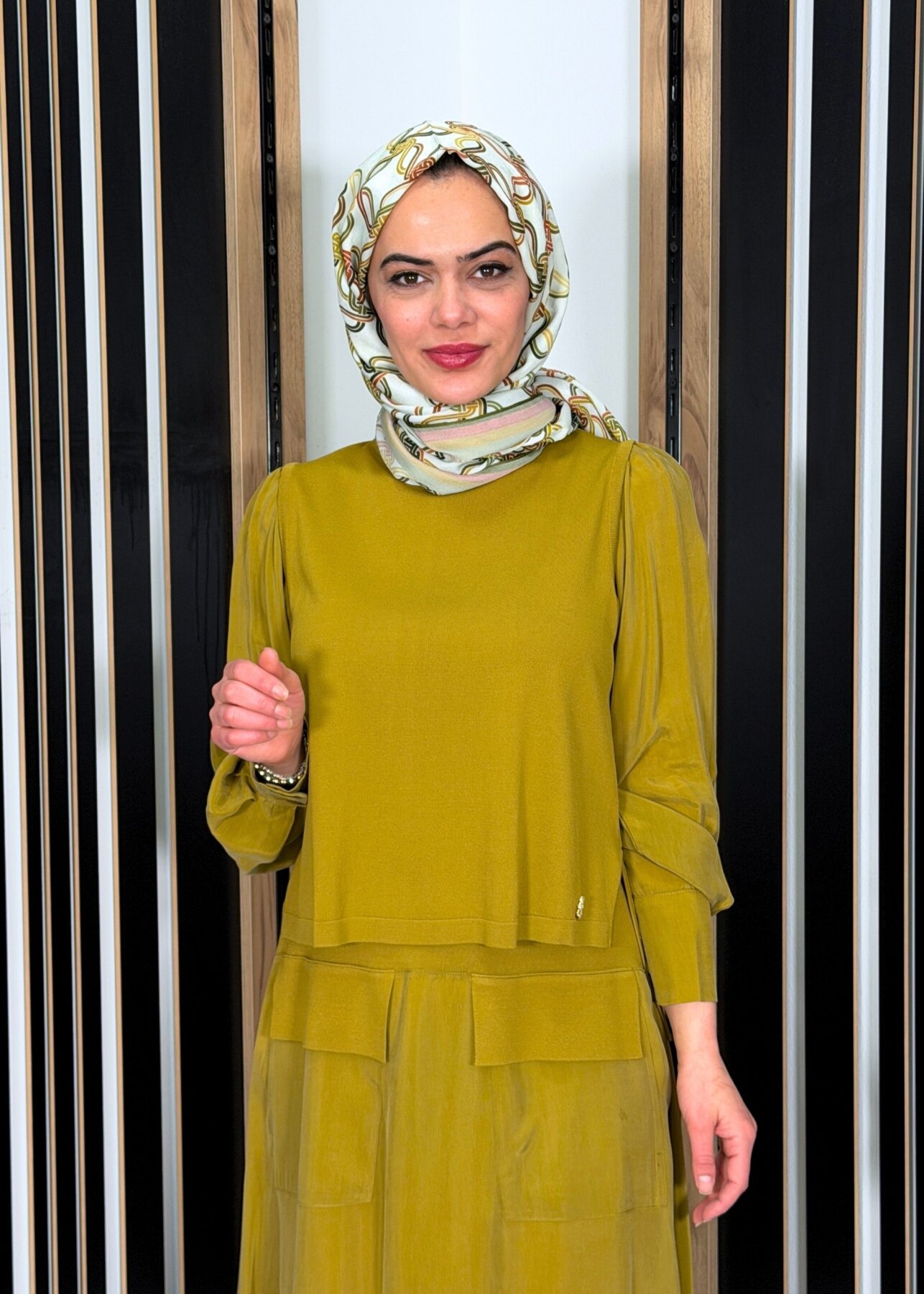 Miss Dalida Balon Cupro Kollu Triko Tunik Amber - 3