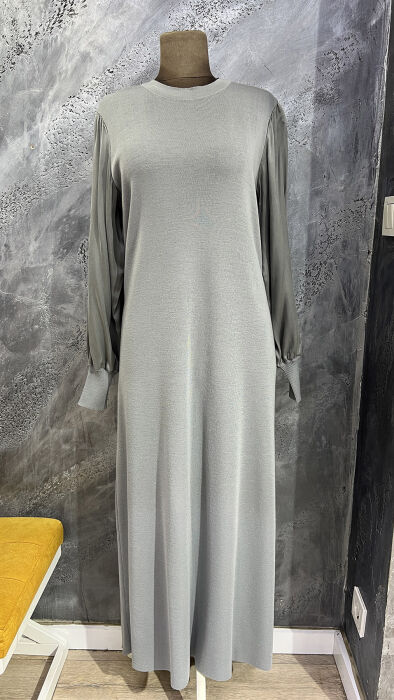 Miss Dalida Balon Kollu Uzun Elbise Viale/Grey - 9