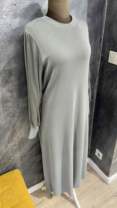 Miss Dalida Balon Kollu Uzun Elbise Viale/Grey - 8